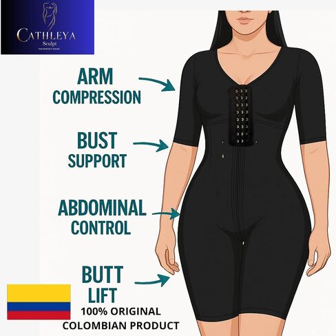 Fajas Colombianas Stage 1 Full Body Post Surgery Shapewear – Long Sleeve Compression BBL Tummy Tuck in Saudi Arabia