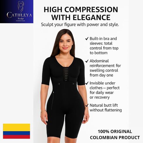 Fajas Colombianas Stage 1 Full Body Post Surgery Shapewear – Long Sleeve Compression BBL Tummy Tuck in Saudi Arabia