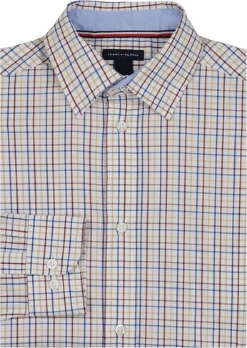 Tommy Hilfiger Boys Long Sleeve Patterned Dress Shirt, Collared Button-Down Style with Cuffs & Shirttail Hem in Saudi Arabia