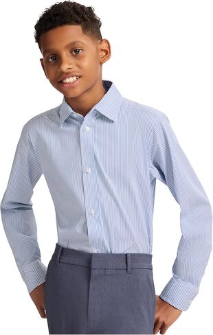 Tommy Hilfiger Boys Long Sleeve Patterned Dress Shirt, Collared Button-Down Style with Cuffs & Shirttail Hem in Saudi Arabia
