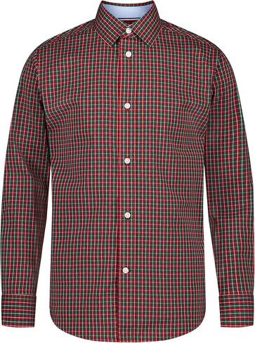 Tommy Hilfiger Boys Long Sleeve Patterned Dress Shirt, Collared Button-Down Style with Cuffs & Shirttail Hem in Saudi Arabia