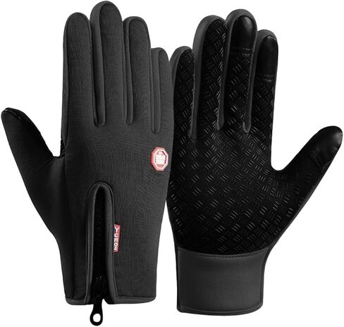 Waterproof Thermal Winter Touch Screen Anti-Slip Gloves Insulated Cold with Zip Design Black Outdoor Gloves for Cold Weather in Saudi Arabia