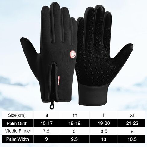 Waterproof Thermal Winter Touch Screen Anti-Slip Gloves Insulated Cold with Zip Design Black Outdoor Gloves for Cold Weather in Saudi Arabia