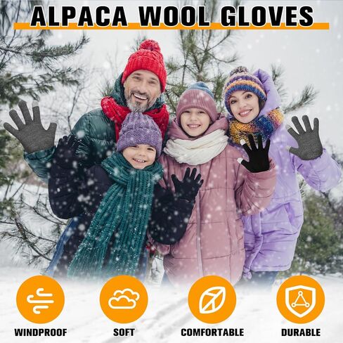 Berlune Alpaca Wool Gloves Thermal Winter Warm Touch Screen Knitted Gloves Working Running Biking Driving for Men and Women in Saudi Arabia