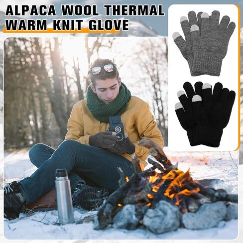 Berlune Alpaca Wool Gloves Thermal Winter Warm Touch Screen Knitted Gloves Working Running Biking Driving for Men and Women in Saudi Arabia