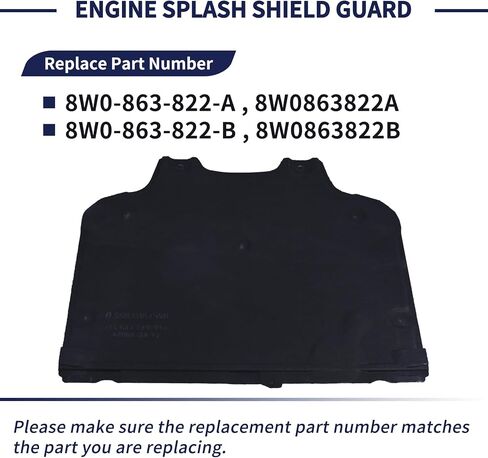 محرك Splash Shield Guard 8W0-863-822-A 8W0-863-822-B متوافق مع Audi A4 A5 S5 S5 RS5 B9 2018-2023 غطاء دعم المبرد الخلفي الخلفي الخلفي LID in Kuwait