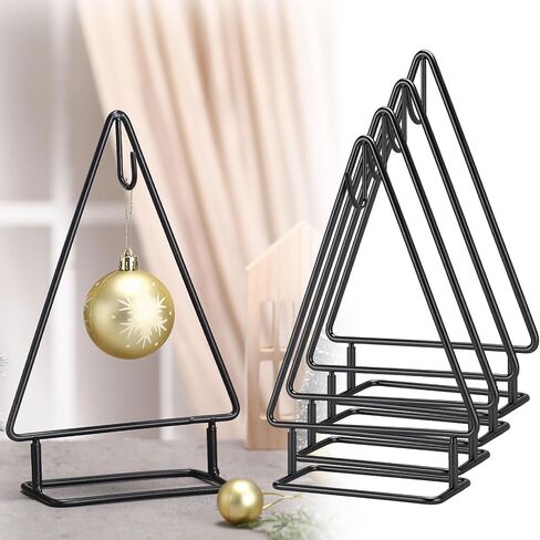 4 Pcs 10 Inch Ornament Display Stand Metal Christmas Tabletop Ornament Christmas Tree Shaped Display Stand Holder Farmhouse Xmas Tree for Balls Decorations Hanging Gift in Saudi Arabia