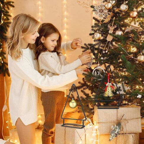 4 Pcs 10 Inch Ornament Display Stand Metal Christmas Tabletop Ornament Christmas Tree Shaped Display Stand Holder Farmhouse Xmas Tree for Balls Decorations Hanging Gift in Saudi Arabia