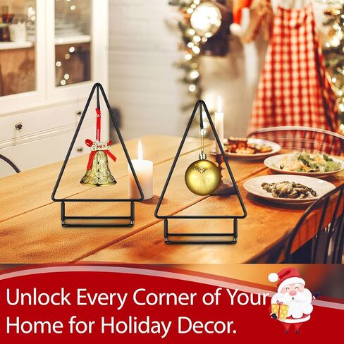 4 Pcs 10 Inch Ornament Display Stand Metal Christmas Tabletop Ornament Christmas Tree Shaped Display Stand Holder Farmhouse Xmas Tree for Balls Decorations Hanging Gift in Saudi Arabia