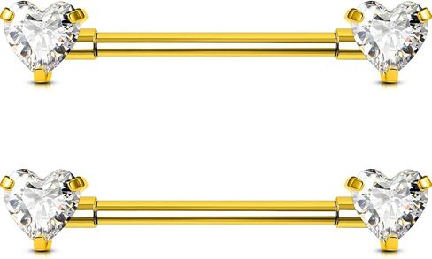 خواتم حلمة التيتانيوم OUFER G23 للنساء ، مجوهرات ثقب محوطة 14 جرامًا داخليًا ، جسر القلب CZ Gold Bridge 14/16mm in Saudi Arabia