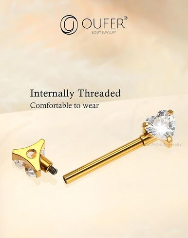 خواتم حلمة التيتانيوم OUFER G23 للنساء ، مجوهرات ثقب محوطة 14 جرامًا داخليًا ، جسر القلب CZ Gold Bridge 14/16mm in Saudi Arabia