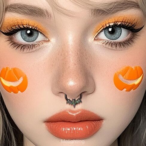 Melighting 16G Black Bat Septum Ring, 316L Stainless Steel Halloween Daith Piercing Jewelry, Nose Clicker, Helix Cartilage Conch Earring for Women 8/10 mm in Saudi Arabia
