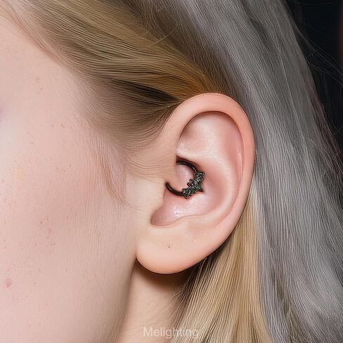 Melighting 16G Black Bat Septum Ring, 316L Stainless Steel Halloween Daith Piercing Jewelry, Nose Clicker, Helix Cartilage Conch Earring for Women 8/10 mm in Saudi Arabia