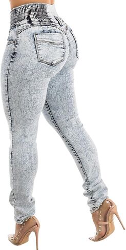 Moda Xpress Women Juniors High Waisted, Mid Rise Butt Lifting Colombian Design Skinny Jeans 10623N in Kuwait