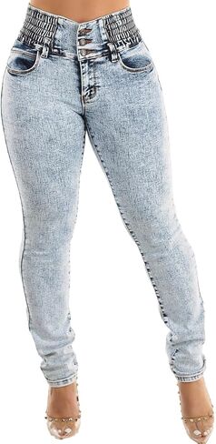 Moda Xpress Women Juniors High Waisted, Mid Rise Butt Lifting Colombian Design Skinny Jeans 10623N in Kuwait