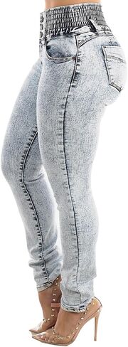 Moda Xpress Women Juniors High Waisted, Mid Rise Butt Lifting Colombian Design Skinny Jeans 10623N in Kuwait
