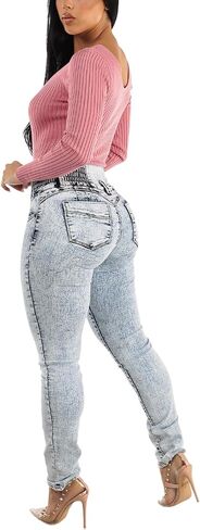 Moda Xpress Women Juniors High Waisted, Mid Rise Butt Lifting Colombian Design Skinny Jeans 10623N in Kuwait