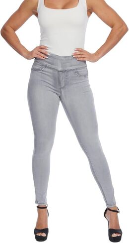LIOR PARIS Women’s Classic Jane Skinny Jeans Ultra Stretch Denim Pull-On Waistband Super Skinny Fit Functional Back Pockets in Kuwait