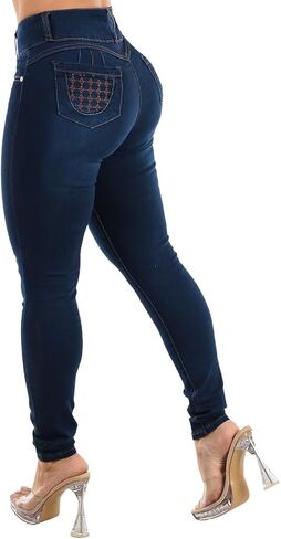 Moda Xpress Women Juniors High Waisted, Mid Rise Butt Lifting Colombian Design Skinny Jeans 10623N in Kuwait