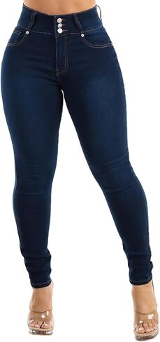 Moda Xpress Women Juniors High Waisted, Mid Rise Butt Lifting Colombian Design Skinny Jeans 10623N in Kuwait
