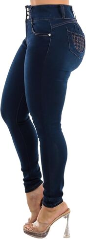 Moda Xpress Women Juniors High Waisted, Mid Rise Butt Lifting Colombian Design Skinny Jeans 10623N in Kuwait