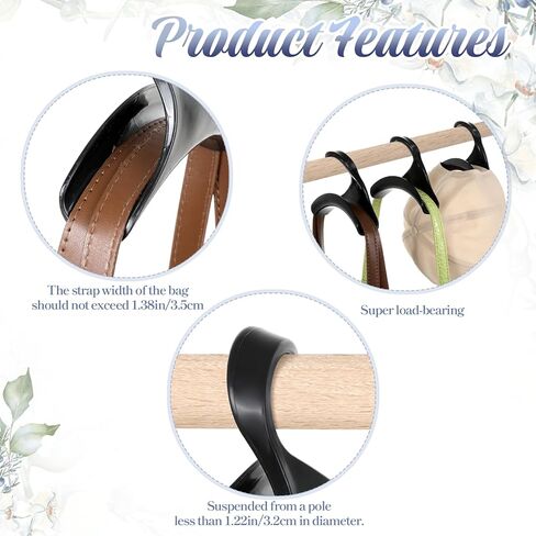 20PCS Purse Bag Hanger for Closet, Black Plastic Backpack Rack Holder Handbag Organizer Hanging Hooks for Home Storage Tote Bag Backpacks Satchels in Kuwait