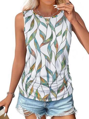 OFEEFAN Womens Ruched Tank Tops Crewneck Casual Summer Tops Basic Sleeveless Shirts in Saudi Arabia