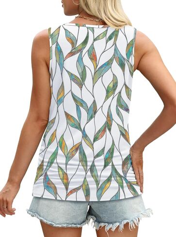 OFEEFAN Womens Ruched Tank Tops Crewneck Casual Summer Tops Basic Sleeveless Shirts in Saudi Arabia