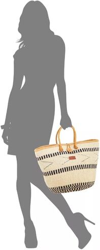 Balance Point Handwoven Economical Sisal Straw Tote Bag, Market Grocery Shopping Bags with Leather Strap Handles and Button Closure, Large Straw Shoulder Purse Suitable for Travel in Saudi Arabia