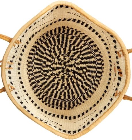 Balance Point Handwoven Economical Sisal Straw Tote Bag, Market Grocery Shopping Bags with Leather Strap Handles and Button Closure, Large Straw Shoulder Purse Suitable for Travel in Saudi Arabia
