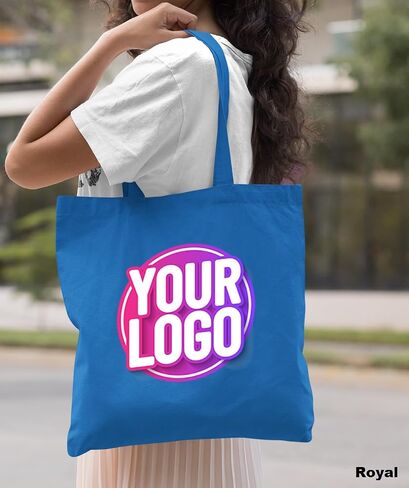 Pack of 10 | 50 | 100 | 250 Promotional Tote Bags with Custom Logo,Custom Tote Bag in Bulk, Text or Image, Bulk Custom Logo Tote Bag, Custom Bags for Business in Saudi Arabia