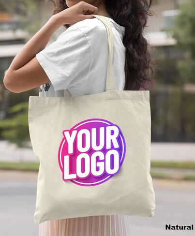 Pack of 10 | 50 | 100 | 250 Promotional Tote Bags with Custom Logo,Custom Tote Bag in Bulk, Text or Image, Bulk Custom Logo Tote Bag, Custom Bags for Business in Saudi Arabia
