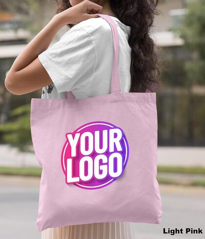 Pack of 10 | 50 | 100 | 250 Promotional Tote Bags with Custom Logo,Custom Tote Bag in Bulk, Text or Image, Bulk Custom Logo Tote Bag, Custom Bags for Business in Saudi Arabia