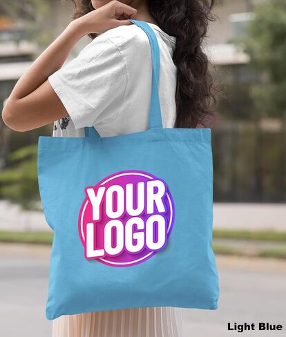 Pack of 10 | 50 | 100 | 250 Promotional Tote Bags with Custom Logo,Custom Tote Bag in Bulk, Text or Image, Bulk Custom Logo Tote Bag, Custom Bags for Business in Saudi Arabia