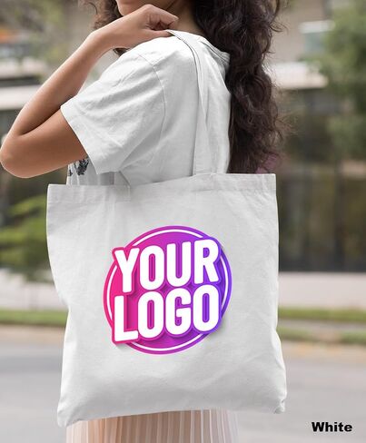 Pack of 10 | 50 | 100 | 250 Promotional Tote Bags with Custom Logo,Custom Tote Bag in Bulk, Text or Image, Bulk Custom Logo Tote Bag, Custom Bags for Business in Saudi Arabia