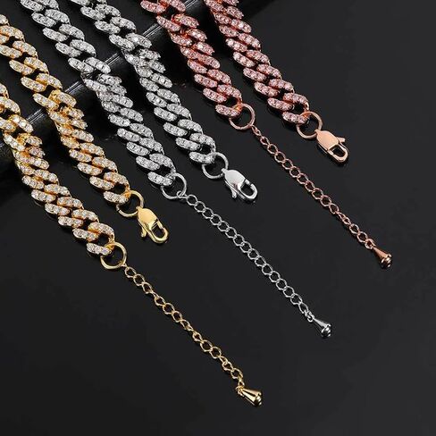 14K Gold Chunky Cuban Chain Anklet with Moissanite, Hip Hop Style Adjustable Anklet, Trendy Jewelry for Women in Saudi Arabia