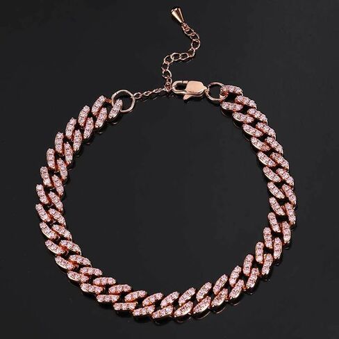 14K Gold Chunky Cuban Chain Anklet with Moissanite, Hip Hop Style Adjustable Anklet, Trendy Jewelry for Women in Saudi Arabia