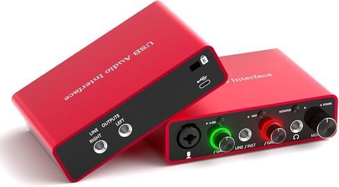 واجهة صوت YDMADE USB لتسجيل الملفات الصوتية ووسائط البث، توصيل وتشغيل تسجيل احترافي، طاقة XLR، واجهة صوت حمراء، بدون ضوضاء in Kuwait