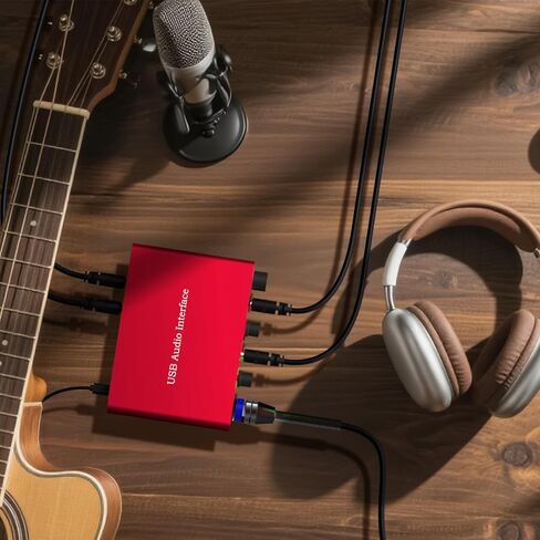 واجهة صوت YDMADE USB لتسجيل الملفات الصوتية ووسائط البث، توصيل وتشغيل تسجيل احترافي، طاقة XLR، واجهة صوت حمراء، بدون ضوضاء in Kuwait