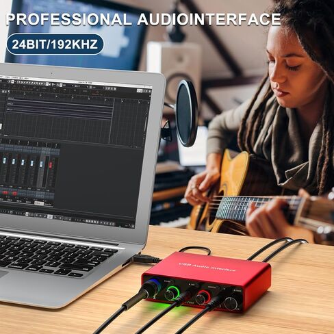 واجهة صوت YDMADE USB لتسجيل الملفات الصوتية ووسائط البث، توصيل وتشغيل تسجيل احترافي، طاقة XLR، واجهة صوت حمراء، بدون ضوضاء in Kuwait