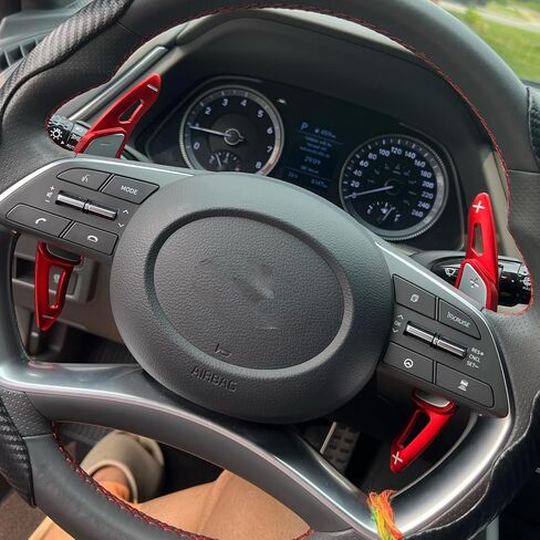 Aluminum Alloy Steering Wheel Shift Paddle Extension Sticker Auto Parts for Hyundai Sonata Hybrid(2020-2023), Tucson/Santa Cruz(2022-2024), Palisade(2023-2025) (red) in Saudi Arabia