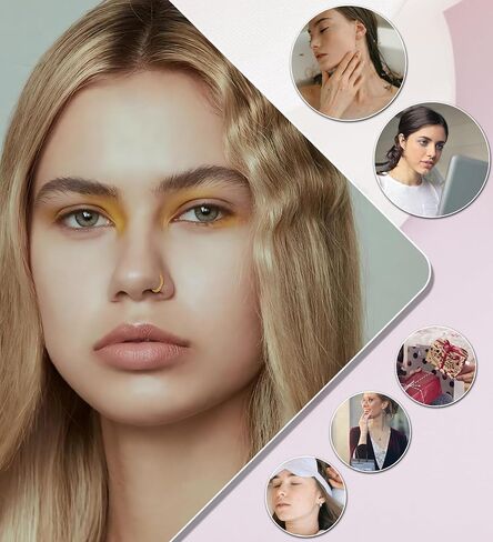 Beaded Nose Hoops for Women Men-316L Surgical Steel Hinged Nose Hoops 16G Clicker Septum Nose Ring Lip Helix Cartilage Hoop Earring Daith Rook Conch Body Piercing Jewelry 8MM 10MM in Saudi Arabia