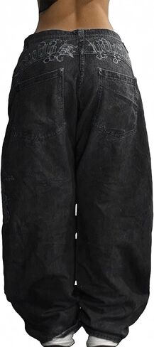 EMMIOL Women Boyfriends Hip Hop 90s Vintage Baggy Jeans Loose Denim Pants Mid-Low Waist Jeans in Saudi Arabia