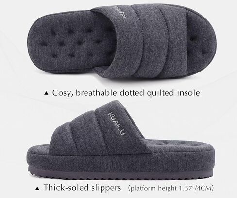 KuaiLu Mens Slippers Fabric Warm Sandal Slippers Memory Foam Indoor Outdoor House Slippers Shoes Comfortable Slip on Lightweight Soft Cushion Scuff Slipper For Man with Arch Support, Blue Size 7 in Saudi Arabia