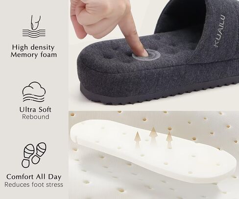 KuaiLu Mens Slippers Fabric Warm Sandal Slippers Memory Foam Indoor Outdoor House Slippers Shoes Comfortable Slip on Lightweight Soft Cushion Scuff Slipper For Man with Arch Support, Blue Size 7 in Saudi Arabia