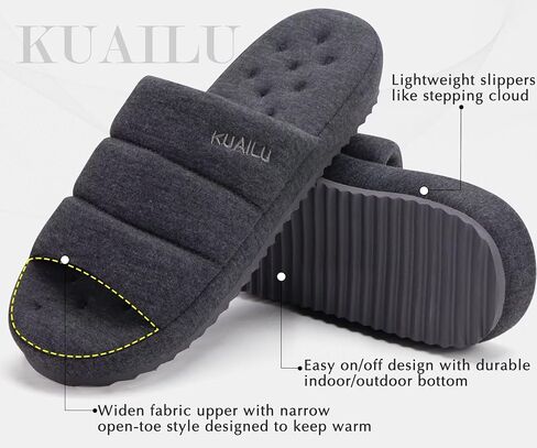 KuaiLu Mens Slippers Fabric Warm Sandal Slippers Memory Foam Indoor Outdoor House Slippers Shoes Comfortable Slip on Lightweight Soft Cushion Scuff Slipper For Man with Arch Support, Blue Size 7 in Saudi Arabia