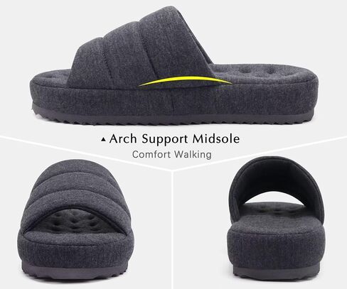 KuaiLu Mens Slippers Fabric Warm Sandal Slippers Memory Foam Indoor Outdoor House Slippers Shoes Comfortable Slip on Lightweight Soft Cushion Scuff Slipper For Man with Arch Support, Blue Size 7 in Saudi Arabia