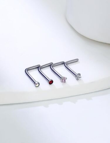18G 20G 22G حلقات الأنف ترصيع خارقة المجوهرات للنساء 316L من الصلب الجراحي L على شكل شكل مستقيم الماس CZ أنف الأزرار مجوهرات ثقب الفو in Kuwait