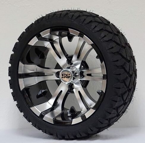 14" VAMPIRE Machined/Black Wheels and 20x8.50-14 STINGER DOT All Terrain Tires Combo - Set of 4 in Kuwait