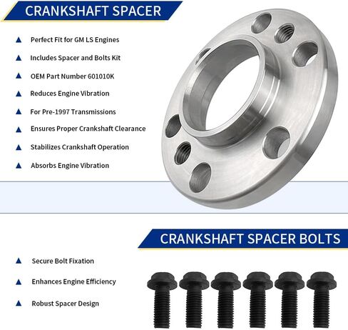 LS Crankshaft Spacer With Bolts Fits GM LS1 LS2 LS3 LS6 LS7 L92 LS With Bolts OEM#601010K LS Short Crank Flexplate Spacer With Bolts Coil Brackets Spacers And Bolts in Saudi Arabia